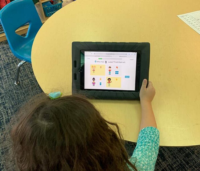 An elementary student in the classroom