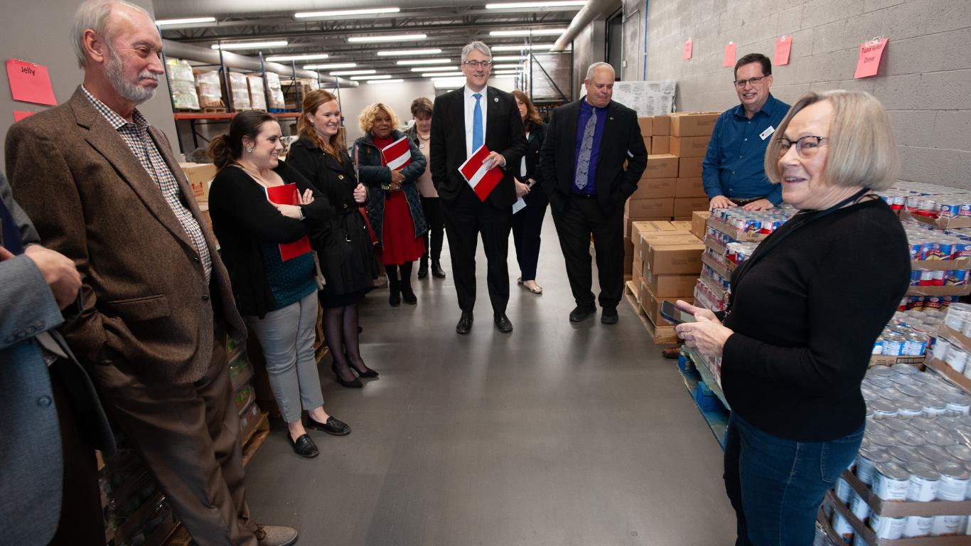 Diane Copeland, President of Fish of Galesburg, talks about the needs of the food pantry.