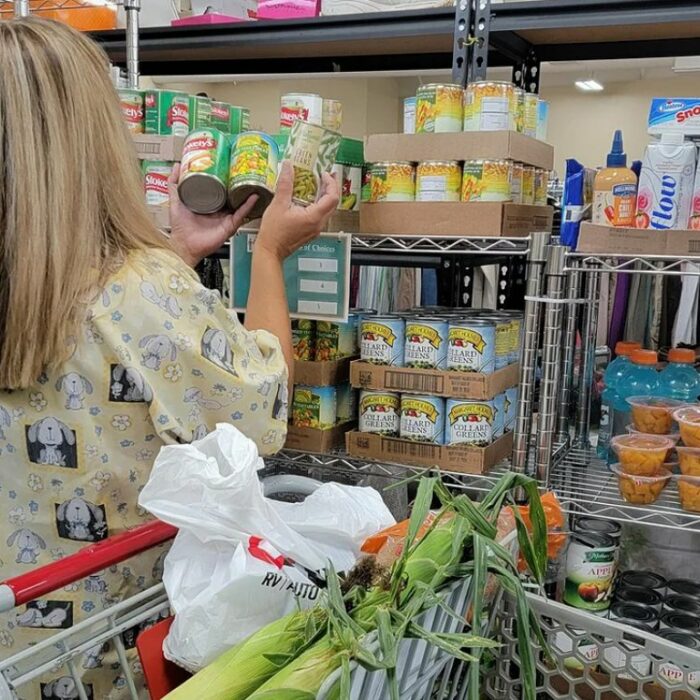 A patron at the Jamieson Community Center Food Pantry